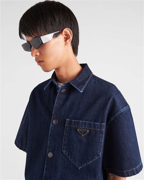 prada denim shirt men's|prada denim shirt women's.